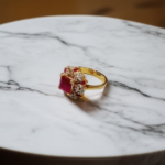 Gold Plated 925S Ring With Ruby & Zircons