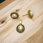 Pearl Pendant Set with Black Z Halo