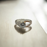 Round Solitaire with Clear & Brown Pave Ring
