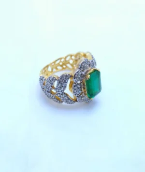 Silver-Ring-with-Emerald-cut-and-Zircons-Gold-Plated.-925-Silver1.webp